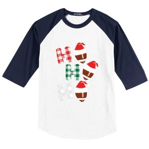 Funny Ho Ho Ho Footballer American Football Christmas Great Gift Baseball Sleeve Shirt