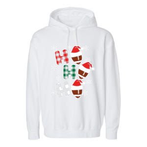 Funny Ho Ho Ho Footballer American Football Christmas Great Gift Garment-Dyed Fleece Hoodie