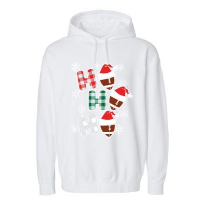 Funny Ho Ho Ho Footballer American Football Christmas Great Gift Garment-Dyed Fleece Hoodie