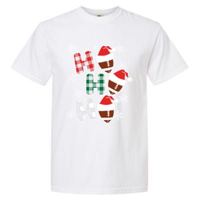 Funny Ho Ho Ho Footballer American Football Christmas Great Gift Garment-Dyed Heavyweight T-Shirt