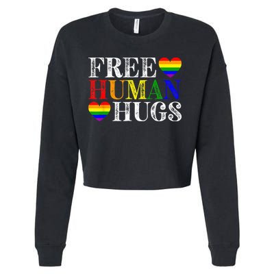 Free Human Hugs LGBT Pride Month Cropped Pullover Crew