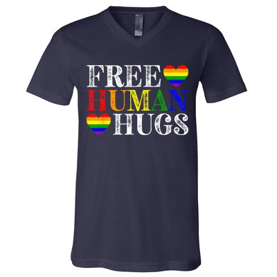 Free Human Hugs LGBT Pride Month V-Neck T-Shirt
