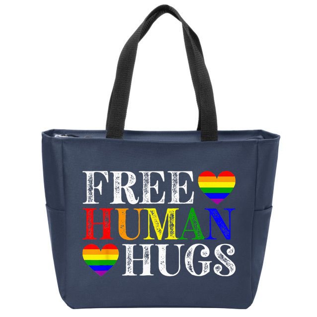Free Human Hugs LGBT Pride Month Zip Tote Bag