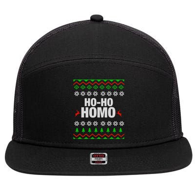 Funny Ho Ho Homo Gay Lgbt Ugly Christmas Gift 7 Panel Mesh Trucker Snapback Hat