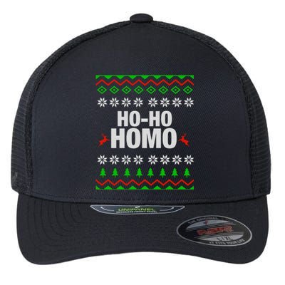 Funny Ho Ho Homo Gay Lgbt Ugly Christmas Gift Flexfit Unipanel Trucker Cap