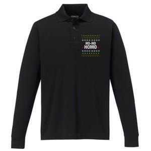 Funny Ho Ho Homo Gay Lgbt Ugly Christmas Gift Performance Long Sleeve Polo