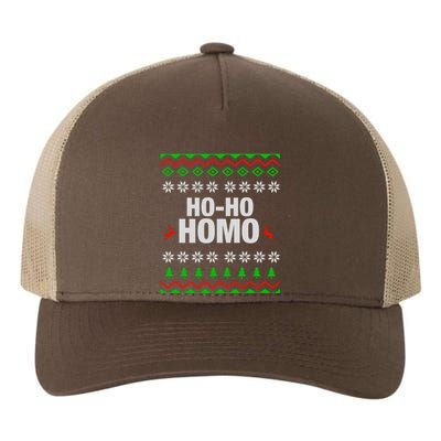 Funny Ho Ho Homo Gay Lgbt Ugly Christmas Gift Yupoong Adult 5-Panel Trucker Hat