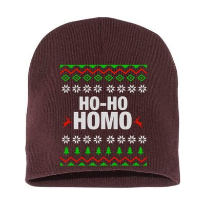 Funny Ho Ho Homo Gay Lgbt Ugly Christmas Gift Short Acrylic Beanie