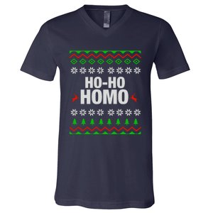 Funny Ho Ho Homo Gay Lgbt Ugly Christmas Gift V-Neck T-Shirt