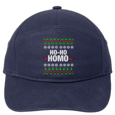 Funny Ho Ho Homo Gay Lgbt Ugly Christmas Gift 7-Panel Snapback Hat