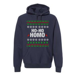 Funny Ho Ho Homo Gay Lgbt Ugly Christmas Gift Premium Hoodie