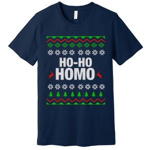 Funny Ho Ho Homo Gay Lgbt Ugly Christmas Gift Premium T-Shirt