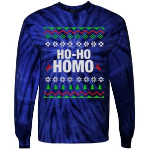 Funny Ho Ho Homo Gay Lgbt Ugly Christmas Gift Tie-Dye Long Sleeve Shirt