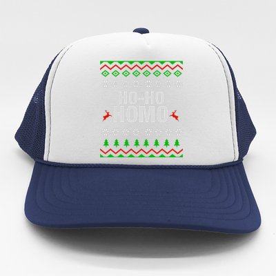 Funny Ho Ho Homo Gay Lgbt Ugly Christmas Gift Trucker Hat