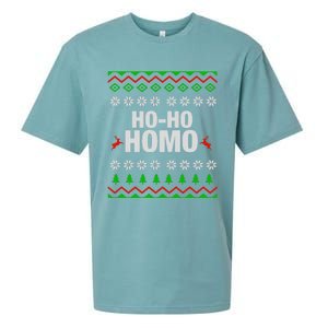 Funny Ho Ho Homo Gay Lgbt Ugly Christmas Gift Sueded Cloud Jersey T-Shirt