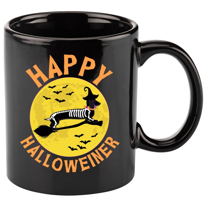 Funny Happy Halloweiner Dachshund Lover 11oz C Handle Ceramic Mug