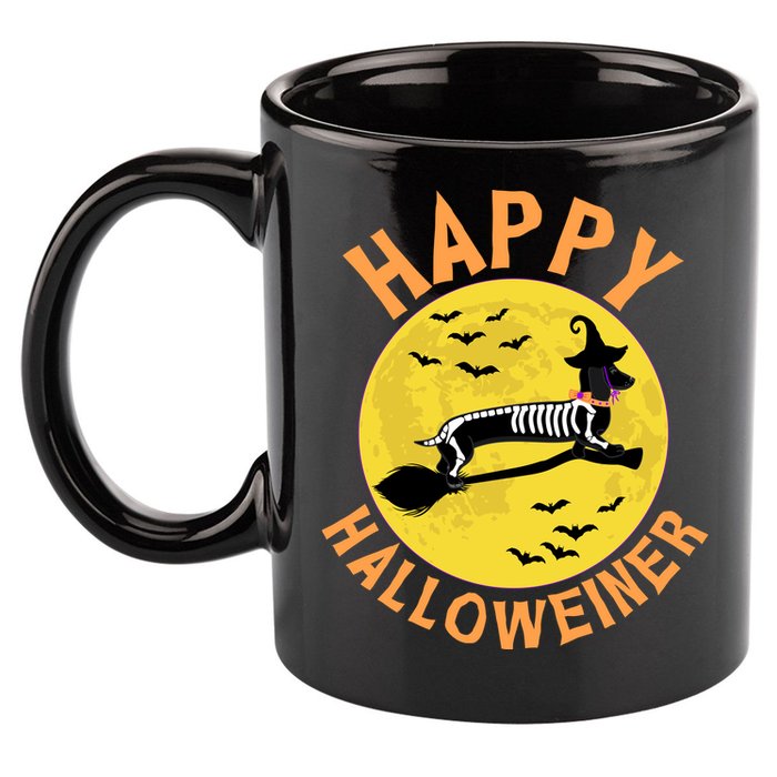 Funny Happy Halloweiner Dachshund Lover 11oz C Handle Ceramic Mug