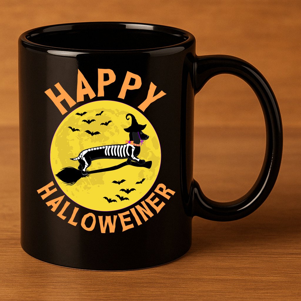 Funny Happy Halloweiner Dachshund Lover 11oz C Handle Ceramic Mug