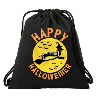 Funny Happy Halloweiner Dachshund Lover Drawstring Bag
