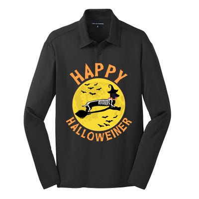 Funny Happy Halloweiner Dachshund Lover Silk Touch Performance Long Sleeve Polo