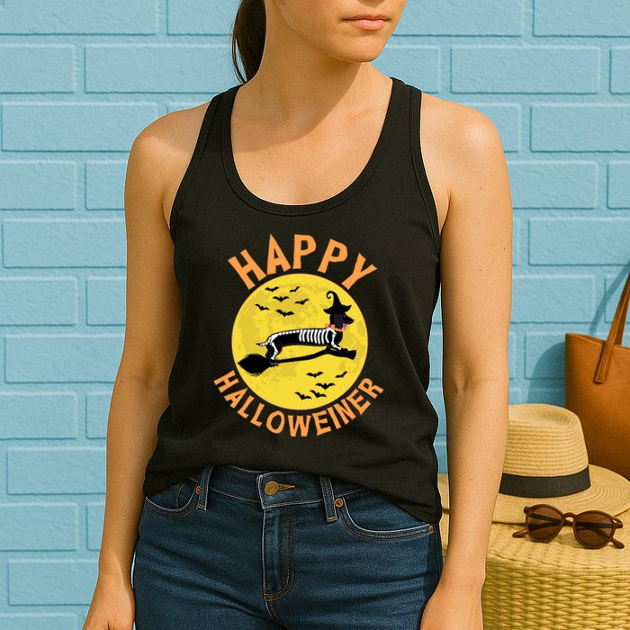 Funny Happy Halloweiner Dachshund Lover Womens Tank Top