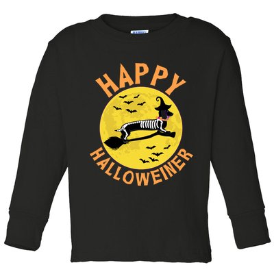 Funny Happy Halloweiner Dachshund Lover Toddler Long Sleeve Shirt