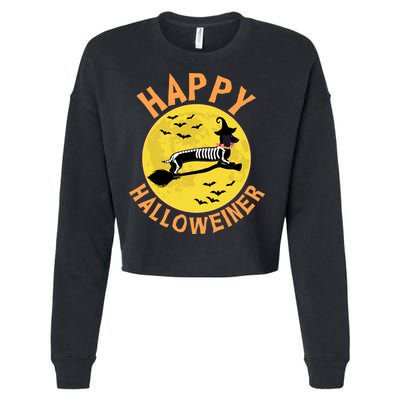 Funny Happy Halloweiner Dachshund Lover Cropped Pullover Crew