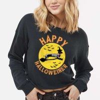 Funny Happy Halloweiner Dachshund Lover Cropped Pullover Crew