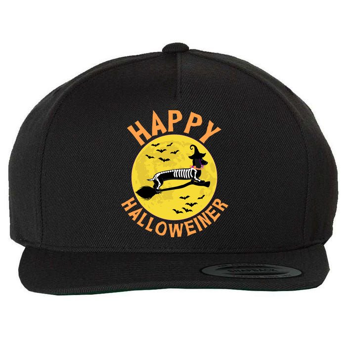 Funny Happy Halloweiner Dachshund Lover Wool Snapback Cap