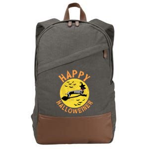 Funny Happy Halloweiner Dachshund Lover Cotton Canvas Backpack