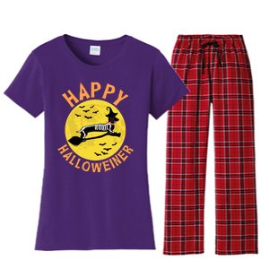 Funny Happy Halloweiner Dachshund Lover Women's Flannel Pajama Set