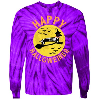 Funny Happy Halloweiner Dachshund Lover Tie-Dye Long Sleeve Shirt