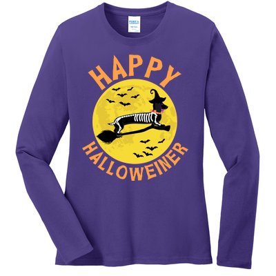 Funny Happy Halloweiner Dachshund Lover Ladies Long Sleeve Shirt