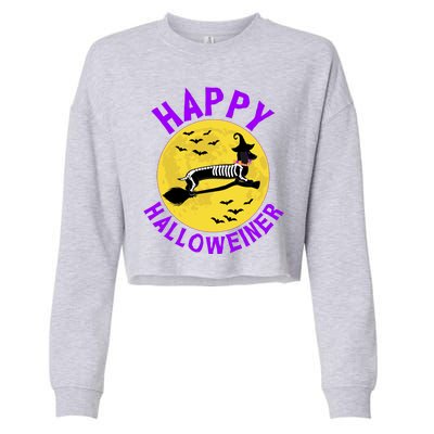 Funny Happy Halloweiner Dachshund Lover Cropped Pullover Crew