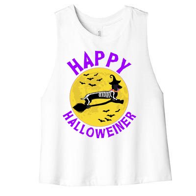 Funny Happy Halloweiner Dachshund Lover Women's Racerback Cropped Tank