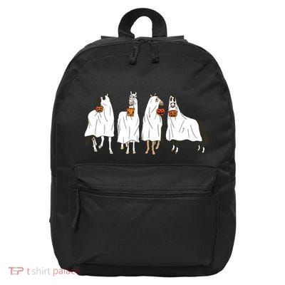 Funny Halloween Horse Ghost Pumpkin Face Ghost Spooky Season 16 in Basic Backpack