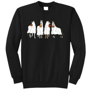 Funny Halloween Horse Ghost Pumpkin Face Ghost Spooky Season Tall Sweatshirt