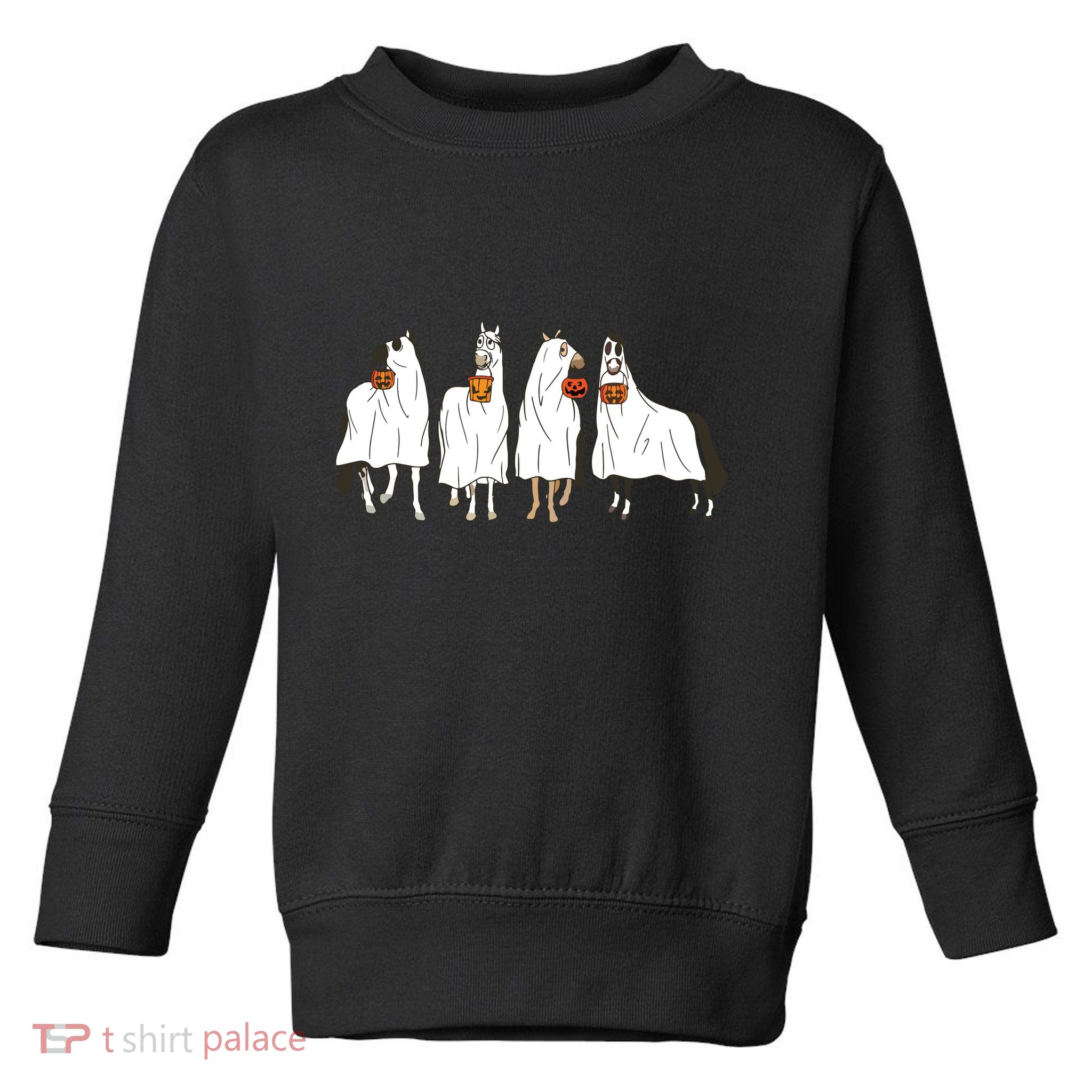 Funny Halloween Horse Ghost Pumpkin Face Ghost Spooky Season Toddler Sweatshirt