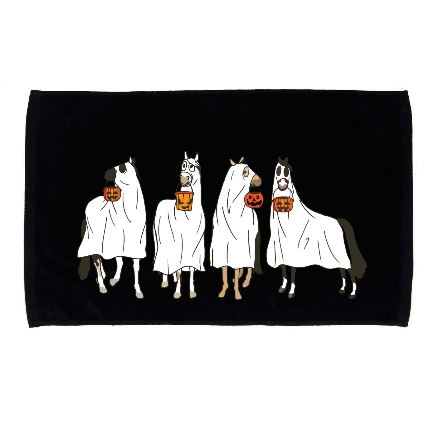 Funny Halloween Horse Ghost Pumpkin Face Ghost Spooky Season Microfiber Hand Towel