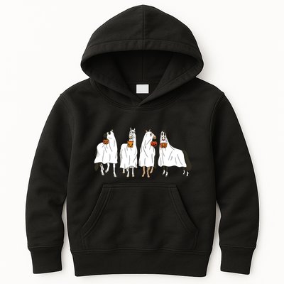 Funny Halloween Horse Ghost Pumpkin Face Ghost Spooky Season Kids Hoodie