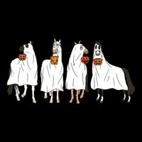 Funny Halloween Horse Ghost Pumpkin Face Ghost Spooky Season Kids T-Shirt