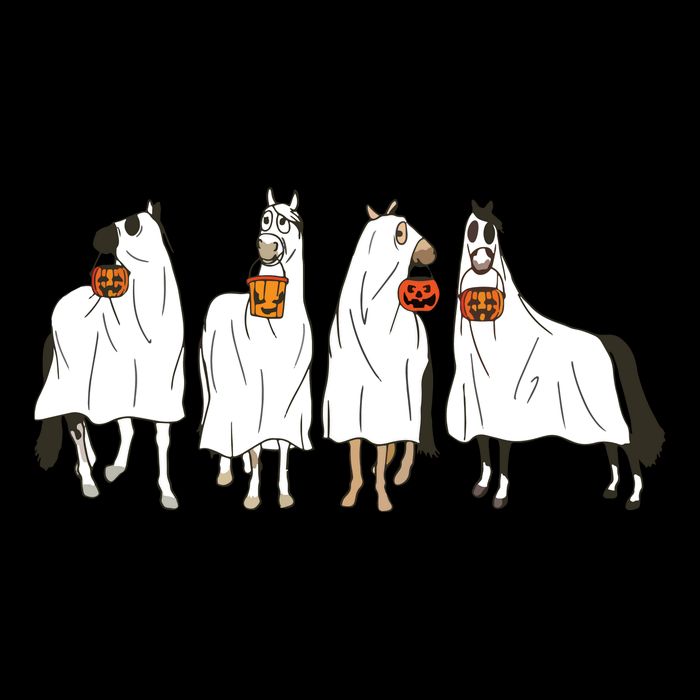 Funny Halloween Horse Ghost Pumpkin Face Ghost Spooky Season Kids T-Shirt