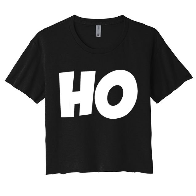 Funny Ho Ho Ho Christmas Matching Holidays Xmas Gift Women's Crop Top Tee