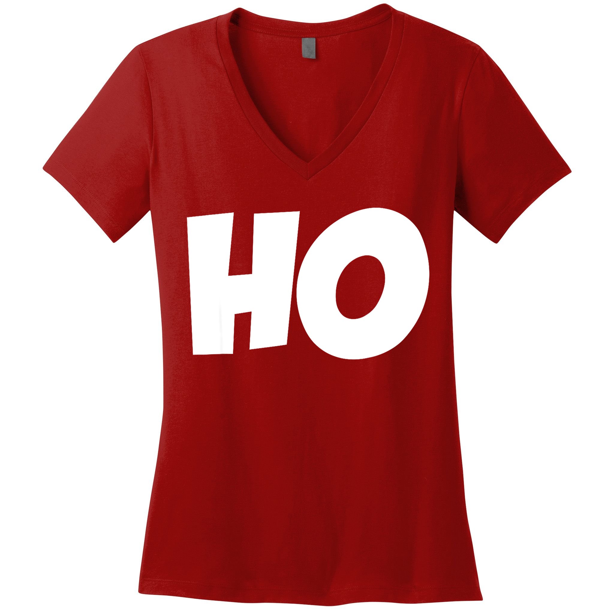 Funny Ho Ho Ho Christmas Matching Holidays Xmas Gift Women's V-Neck T-Shirt