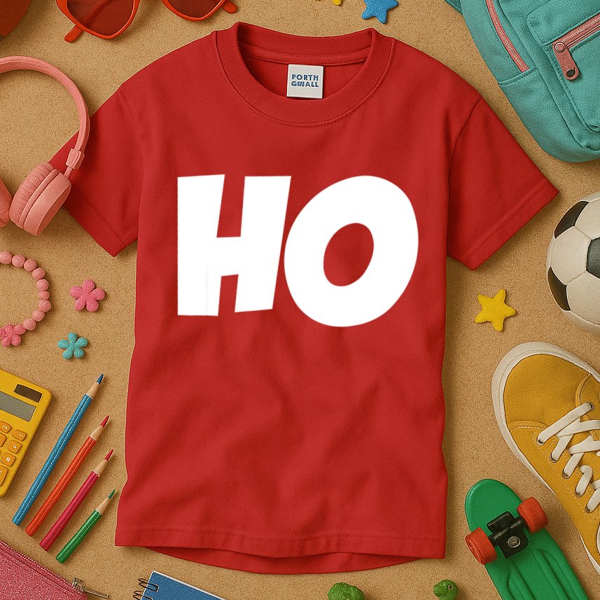 Funny Ho Ho Ho Christmas Matching Holidays Xmas Gift Kids T-Shirt