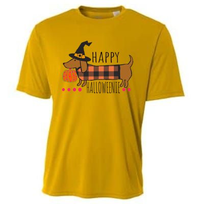 Funny Happy Halloweenie Dachshund Halloween Buffalo Plaid Gift Cooling Performance Crew T-Shirt