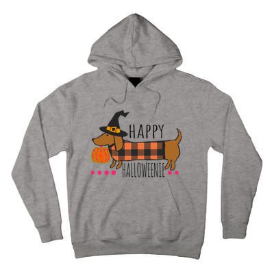 Funny Happy Halloweenie Dachshund Halloween Buffalo Plaid Gift Tall Hoodie