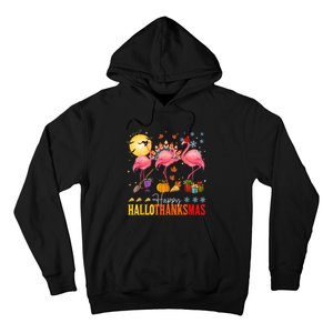 Flamingo Happy Hallothanksmas Halloween Thanksgiving Hoodie