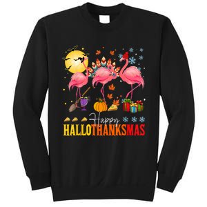 Flamingo Happy Hallothanksmas Halloween Thanksgiving Sweatshirt