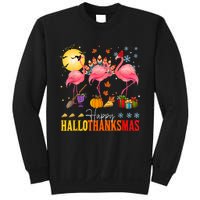 Flamingo Happy Hallothanksmas Halloween Thanksgiving Sweatshirt